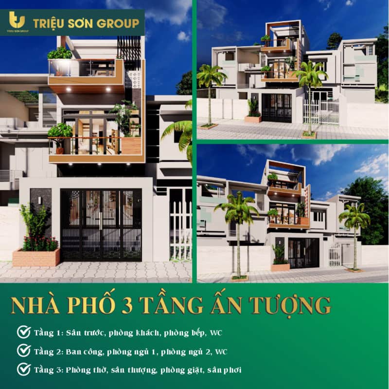 Nhà phố 3 tầng ấn tượng