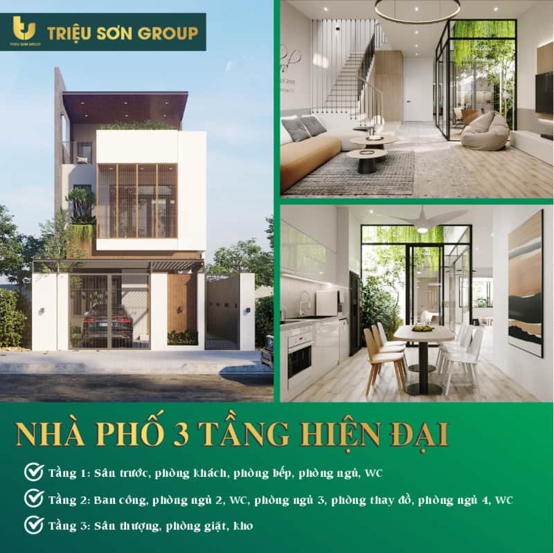 Nhà phố 3 tầng hiện đại