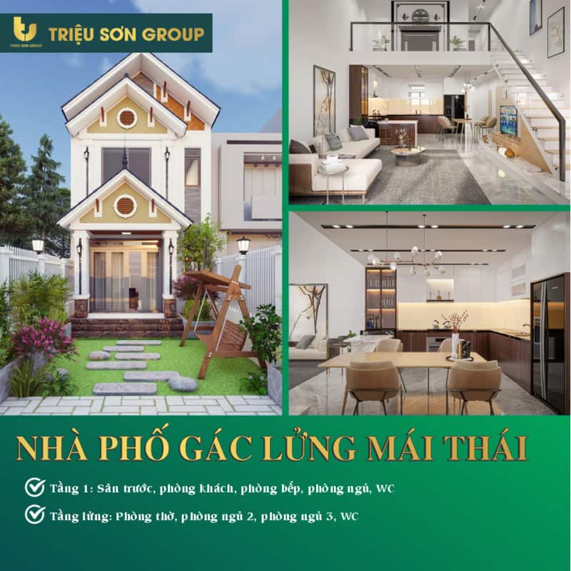 Nhà phố gác lửng mái thái